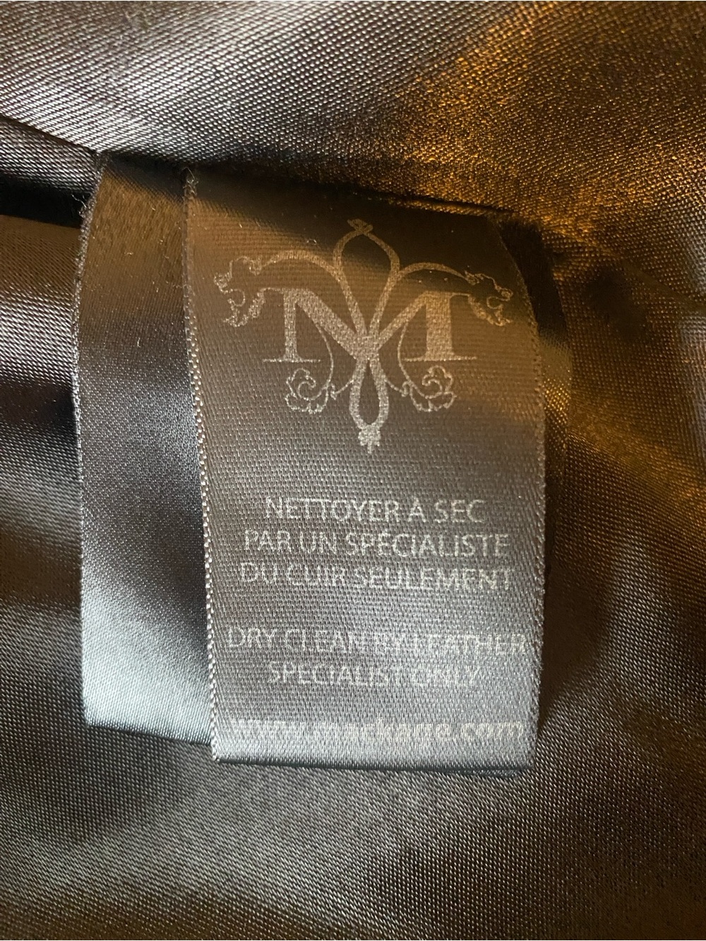 Mackage Knee-length Black Wool Coat with Leather Accents - Picture 5 of 6